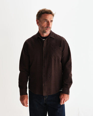 Wax London SHELLY SHIRT SEERSUCKER CORD DARK BROWN - KYOTO - Wax London