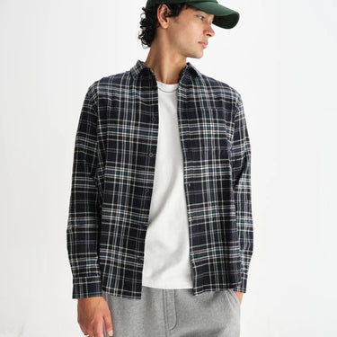 Wax London SHELLY SHIRT SEERSUCKER FLANNEL NAVY / MULTI - KYOTO - Wax London