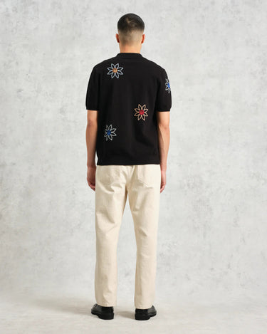 Wax London TELLARO SS SHIRT FLORAL EMBROIDERY BLACK / MULTI - KYOTO - Wax London