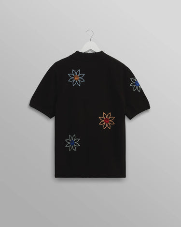 Wax London TELLARO SS SHIRT FLORAL EMBROIDERY BLACK / MULTI - KYOTO - Wax London