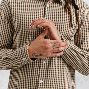 Wax London TRIN LS SHIRT TRAD CHECK BEIGE MULTI - KYOTO - Wax London