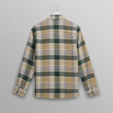 Wax London WHITING OVERSHIRT ADDLE CHECK ECRU / GREEN - KYOTO - Wax London