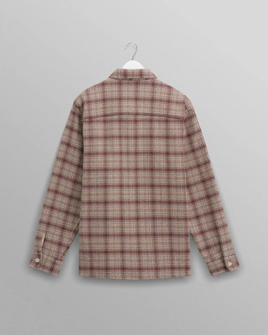 Wax London WHITING OVERSHIRT BASKET CHECK ECRU/BURGUNDY - KYOTO - Wax London