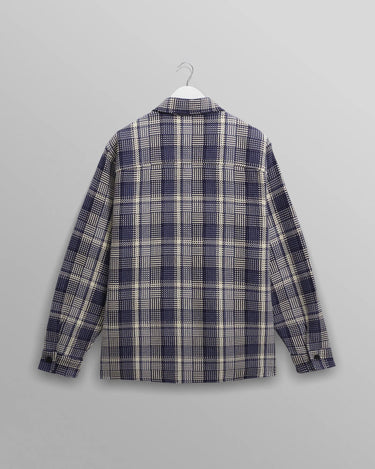 Wax London WHITING OVERSHIRT BASKET WEAVE BLUE / ECRU - KYOTO - Wax London
