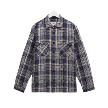 Wax London WHITING OVERSHIRT BASKET WEAVE BLUE / ECRU - KYOTO - Wax London