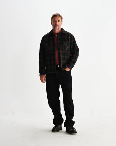 Wax London WHITING OVERSHIRT DRAWN CHECK TEAL / ORANGE - KYOTO - Wax London