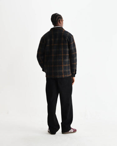 Wax London WHITING OVERSHIRT DRAWN CHECK TEAL / ORANGE - KYOTO - Wax London
