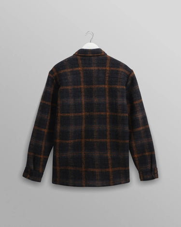 Wax London WHITING OVERSHIRT DRAWN CHECK TEAL / ORANGE - KYOTO - Wax London