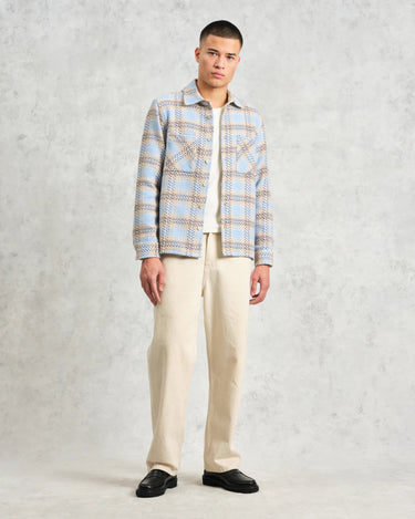 Wax London WHITING OVERSHIRT EARL CHECK PALE BLUE / ECRU - KYOTO - Wax London