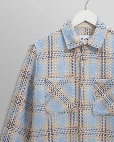 Wax London WHITING OVERSHIRT EARL CHECK PALE BLUE / ECRU - KYOTO - Wax London