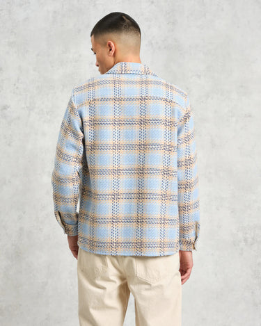 Wax London WHITING OVERSHIRT EARL CHECK PALE BLUE / ECRU - KYOTO - Wax London