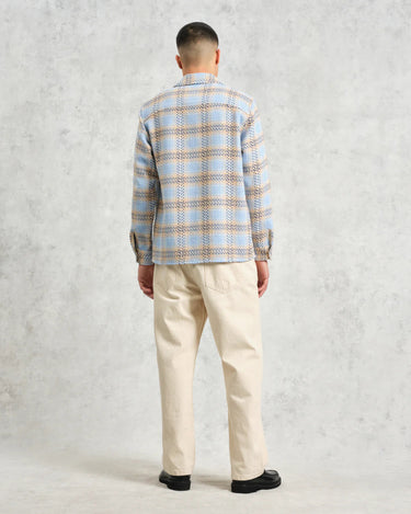 Wax London WHITING OVERSHIRT EARL CHECK PALE BLUE / ECRU - KYOTO - Wax London