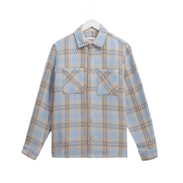 Wax London WHITING OVERSHIRT EARL CHECK PALE BLUE / ECRU - KYOTO - Wax London