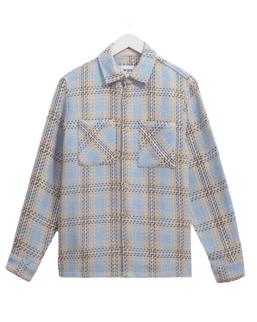 Wax London WHITING OVERSHIRT EARL CHECK PALE BLUE / ECRU - KYOTO - Wax London