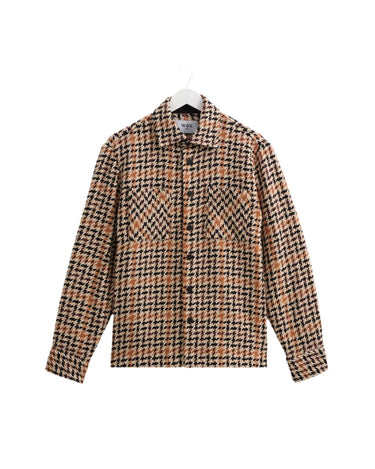 Wax London WHITING OVERSHIRT HOUNDSTOOTH WEAVE NATURAL - KYOTO - Wax London