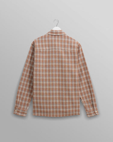 Wax London WHITING OVERSHIRT LADDER CHECK WEAVE TAN / MULTI - KYOTO - Wax London