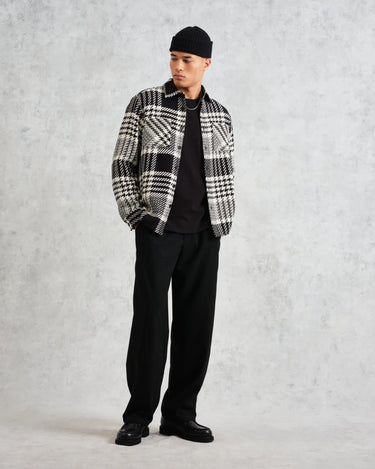 Wax London WHITING OVERSHIRT LAKE BLACK/ECRU - KYOTO - Wax London