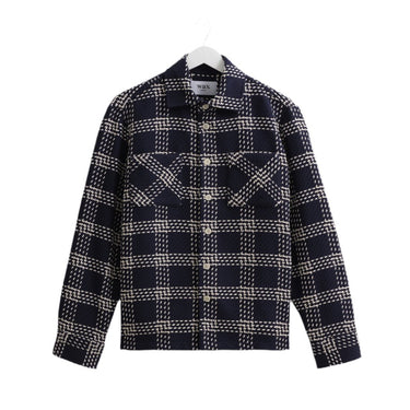 Wax London WHITING OVERSHIRT LATTICE CHECK NAVY - KYOTO - Wax London