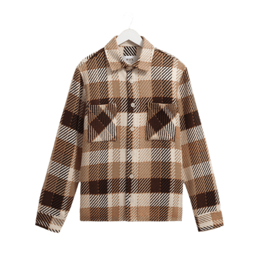 Wax London WHITING OVERSHIRT PIKE CHECK NATURAL / BROWN - KYOTO - Wax London