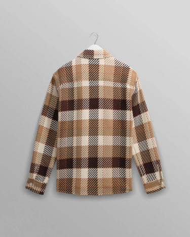 Wax London WHITING OVERSHIRT PIKE CHECK NATURAL / BROWN - KYOTO - Wax London