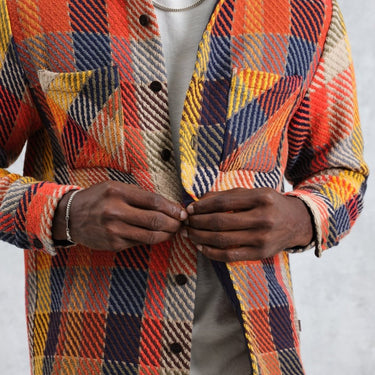 Wax London WHITING OVERSHIRT Pike Check Orange multi - KYOTO - Wax London