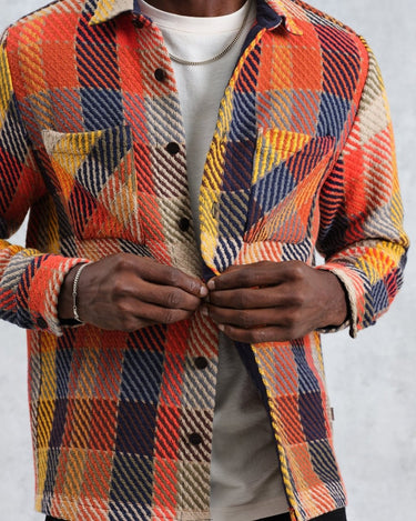 Wax London WHITING OVERSHIRT Pike Check Orange multi - KYOTO - Wax London