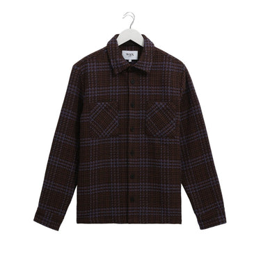 Wax London WHITING OVERSHIRT SKATE CHECK BROWN / BLUE - KYOTO - Wax London