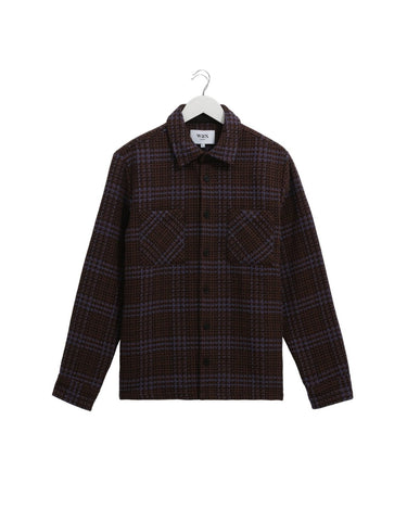 Wax London WHITING OVERSHIRT SKATE CHECK BROWN / BLUE - KYOTO - Wax London
