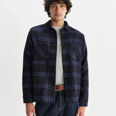 Wax London WHITING OVERSHIRT SKATE CHECK BROWN / BLUE - KYOTO - Wax London