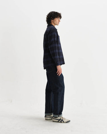 Wax London WHITING OVERSHIRT SKATE CHECK BROWN / BLUE - KYOTO - Wax London
