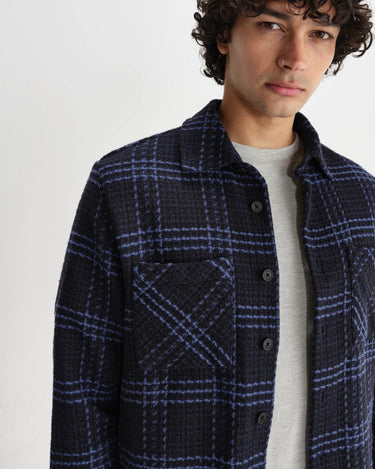 Wax London WHITING OVERSHIRT SKATE CHECK BROWN / BLUE - KYOTO - Wax London