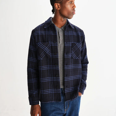 Wax London WHITING OVERSHIRT SKATE CHECK NAVY / BLUE - KYOTO - Wax London