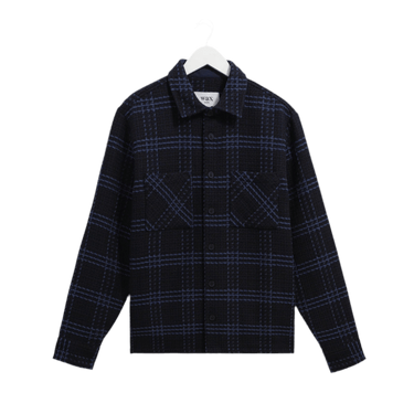 Wax London WHITING OVERSHIRT SKATE CHECK NAVY / BLUE - KYOTO - Wax London
