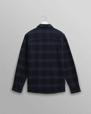Wax London WHITING OVERSHIRT SKATE CHECK NAVY / BLUE - KYOTO - Wax London