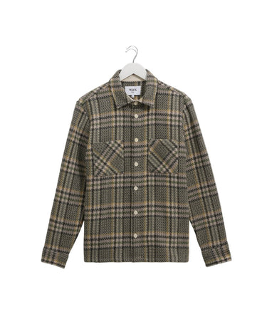 Wax London WHITING OVERSHIRT WOOL BLEND CHECK GREEN - KYOTO - Wax London