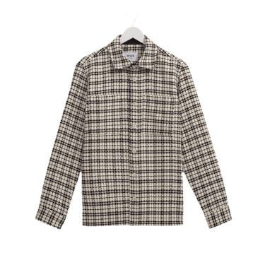 Wax London WHITING OVERSHIRT YARD CHECK BLACK / ECRU - KYOTO - Wax London