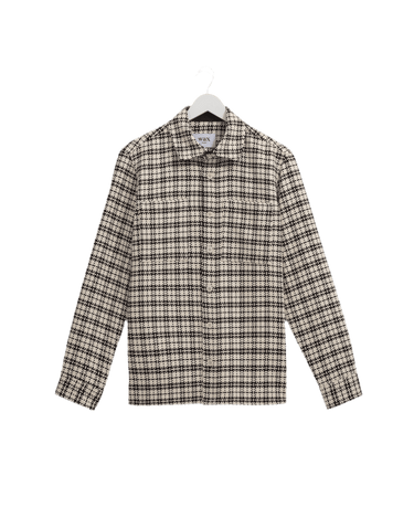 Wax London WHITING OVERSHIRT YARD CHECK BLACK / ECRU - KYOTO - Wax London