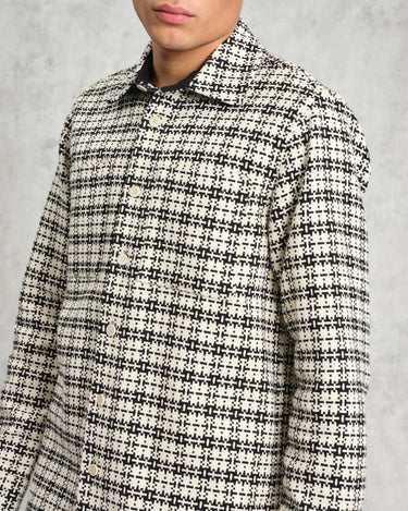 Wax London WHITING OVERSHIRT YARD CHECK BLACK / ECRU - KYOTO - Wax London