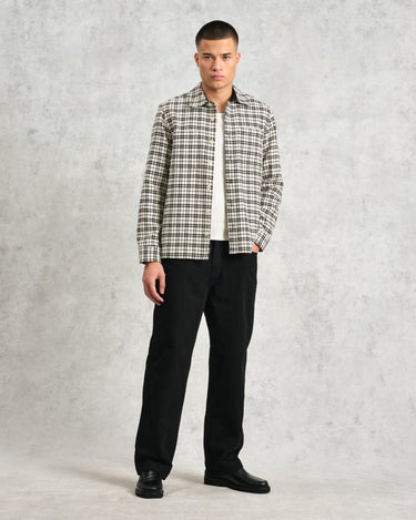 Wax London WHITING OVERSHIRT YARD CHECK BLACK / ECRU - KYOTO - Wax London