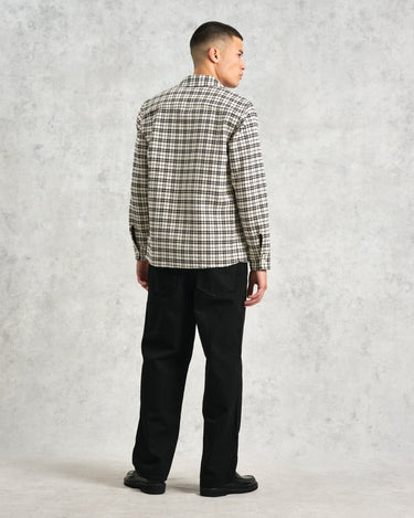 Wax London WHITING OVERSHIRT YARD CHECK BLACK / ECRU - KYOTO - Wax London