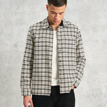 Wax London WHITING OVERSHIRT YARD CHECK BLACK / ECRU - KYOTO - Wax London