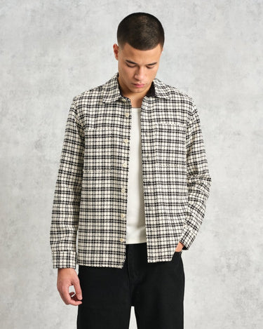 Wax London WHITING OVERSHIRT YARD CHECK BLACK / ECRU - KYOTO - Wax London