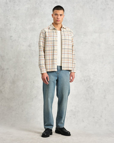 Wax London WHITING OVERSHIRT YARD CHECK ECRU / MULTI - KYOTO - Wax London