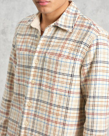 Wax London WHITING OVERSHIRT YARD CHECK ECRU / MULTI - KYOTO - Wax London