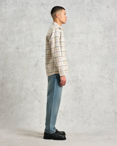 Wax London WHITING OVERSHIRT YARD CHECK ECRU / MULTI - KYOTO - Wax London