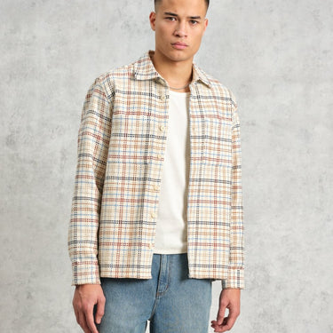 Wax London WHITING OVERSHIRT YARD CHECK ECRU / MULTI - KYOTO - Wax London