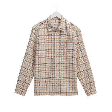 Wax London WHITING OVERSHIRT YARD CHECK ECRU / MULTI - KYOTO - Wax London