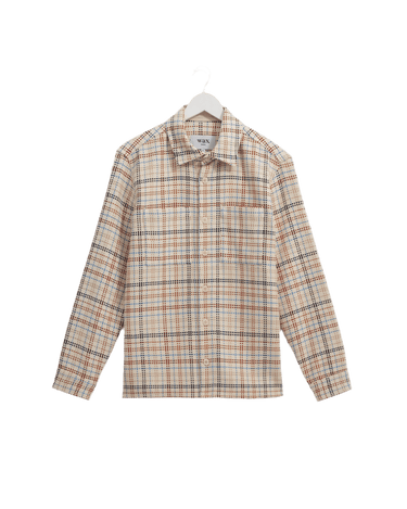 Wax London WHITING OVERSHIRT YARD CHECK ECRU / MULTI - KYOTO - Wax London