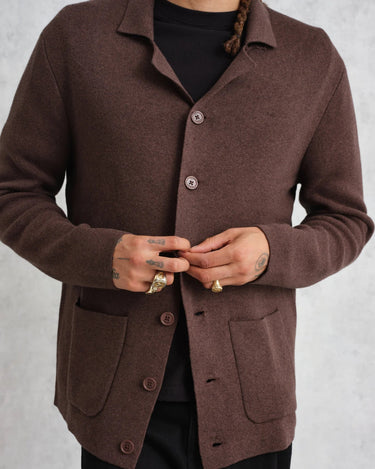 Wax London WIGHTMAN CARDIGAN MILANO BROWN - KYOTO - Wax London