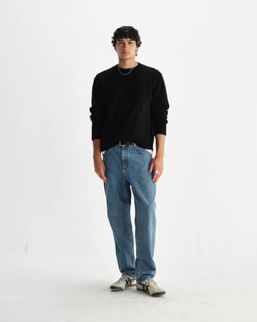 Wax London WILDE CREW BRUSH STRIPE BLACK / DARK MULTI - KYOTO - Wax London